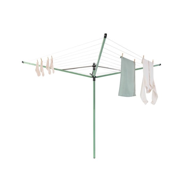 Brabantia T�rrestativ Lift-O-Matic 50 mtr.  m/overtr�k, t�jklemmepose og t�jklemmer - Leaf Green