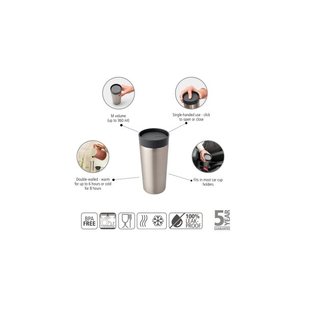 Brabantia Make &amp; Take Isoleret kop, 0,36 L - Dark Grey