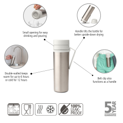 Brabantia Make &amp; Take Isoleret flaske, 0.5L - Light Grey