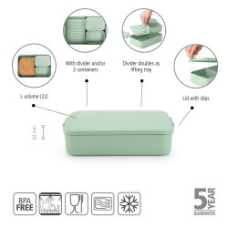 Brabantia Make &amp; Take Bento-madkasse, Stor - Jade Green