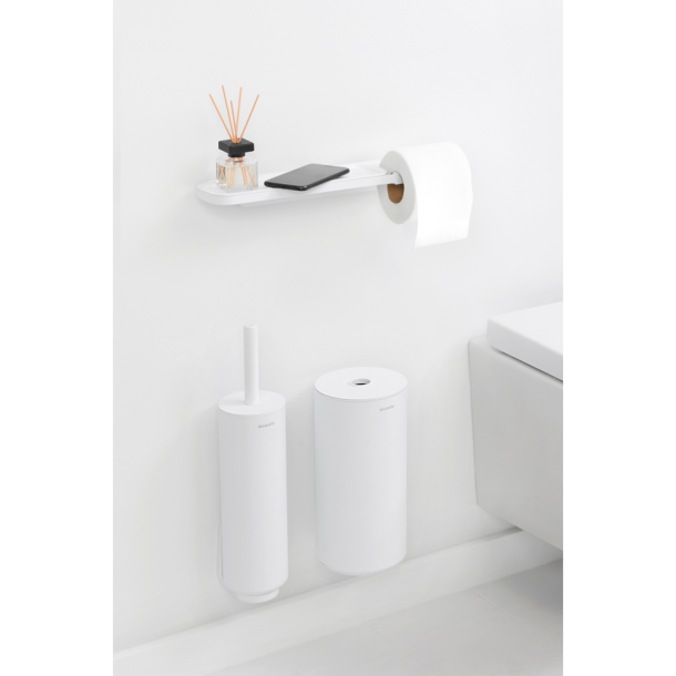 Brabantia Toiletrullerholder m. hylde - Mineral Fresh White