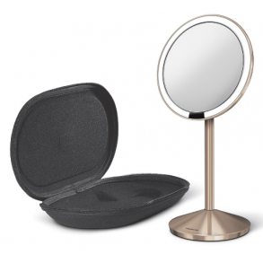 Simplehuman Sensor Spejl 10X Forstrrelse, Rejsetaske Inkluderet 12 Cm Genopladeligt, Roseguld Rustfrit Stl