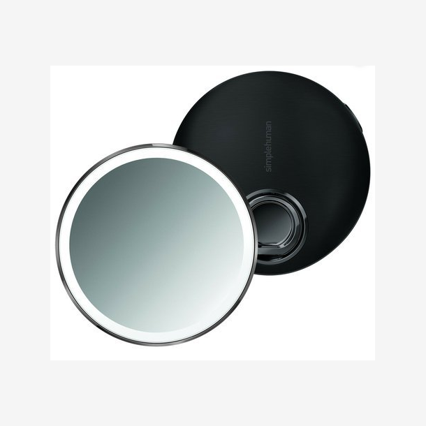 Simplehuman Sensorspejl Kompakt 3X Forst�rrelse, Taske Inkluderet 10 Cm Genopladeligt, Sort Rustfrit St�l