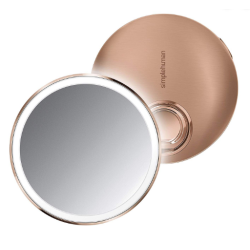 Simplehuman Sensorspejl Kompakt 3X Forstrrelse, Taske Inkluderet 10 Cm Genopladeligt, Roseguld Rustfrit Stl