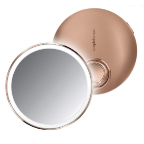 Simplehuman Sensorspejl Kompakt 3X Forstrrelse, Taske Inkluderet 10 Cm Genopladeligt, Roseguld Rustfrit Stl