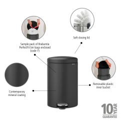 Brabantia NewIcon Pedalspand 20 liter - Mineral Infinite Grey