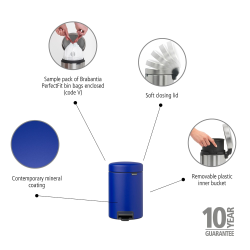 Brabantia NewIcon Pedalspand 3 liter - Mineral Powerful Blue