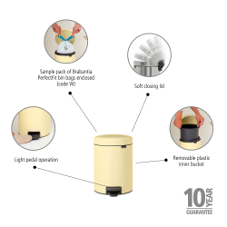 Brabantia NewIcon Pedalspand 5 liter - Mellow Yellow