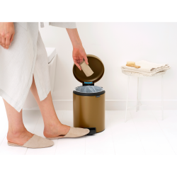 Brabantia Pedalspand NewIcon 5 Liter m/plast inderspand - Warm Brass
