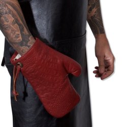 Dutchdeluxes Ultimate Ovnhandske 100% Lder Croco New Ruby Red