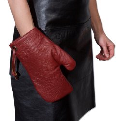 Dutchdeluxes Ultimate Ovnhandske 100% Lder Croco New Ruby Red