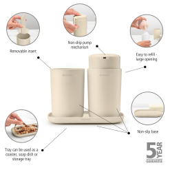 Brabantia ReNew Badev�relsestilbeh�r S�t 3 Dele - Soft Beige
