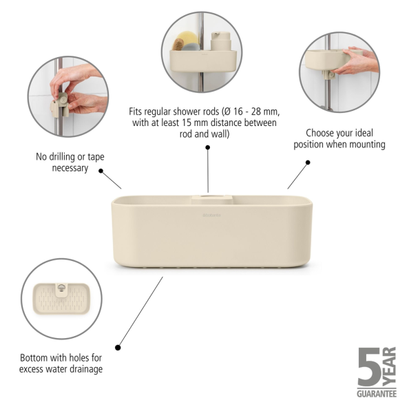 Brabantia Bakke Til Brusestang  - Soft Beige