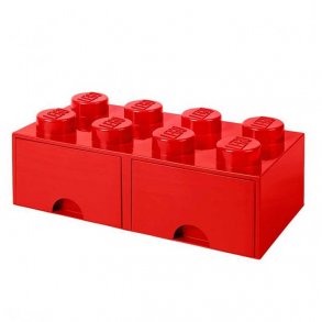 Lego Skuffe Opbevaringsklods Med 2 Skuffer 8 Rød