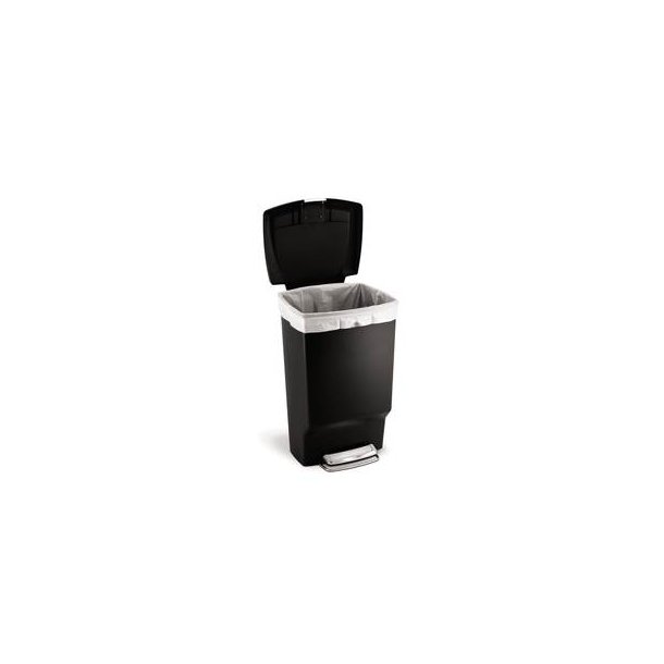 Simplehuman Rektangulr Pedalspand 45L, Enkelt Rum, Sort Plast