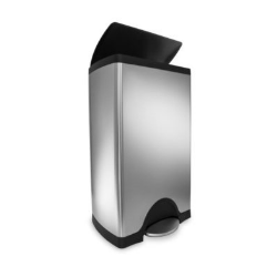 Simplehuman Rektangulr Pedalspand 38L, Enkelt Rum, Brstet Stl Med Sort Plastik Lg