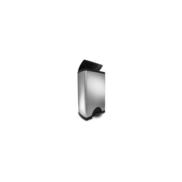 Simplehuman rektangulr pedalhink 38L, enkelrum, borstat stl med svart plastlock