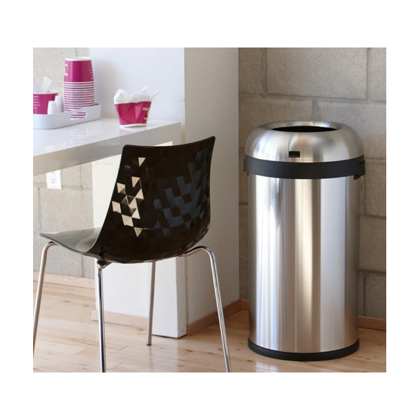 Simplehuman Ball Open Trash Can 60L, enkelrum, borstat kraftigt rostfritt st�l
