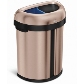 Simplehuman Halvrunde ben Skraldespand 66L (33/33), Dobbelt Rum, Roseguld Rustfrit Stl