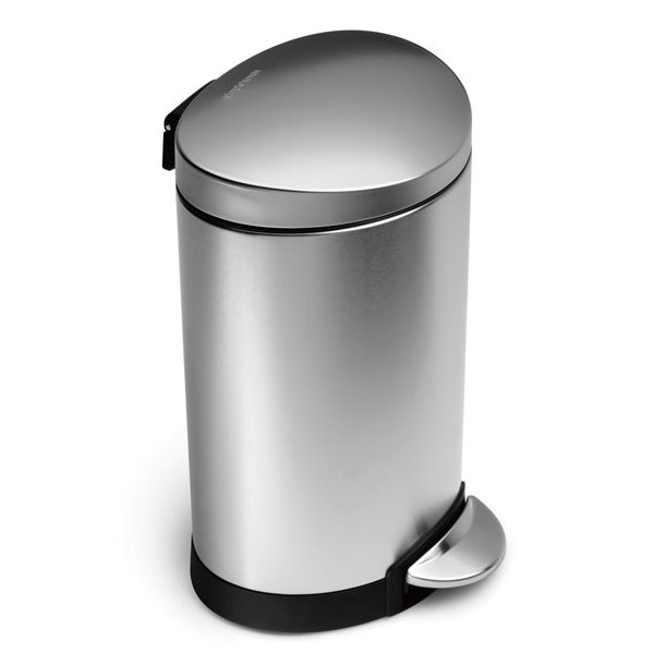 Simplehuman Halvrund / Semi Round Pedalspand 6 Liter Brstet St