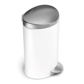 Simplehuman Halvrund / Semi Round Pedalspand 6 Liter Hvid og St