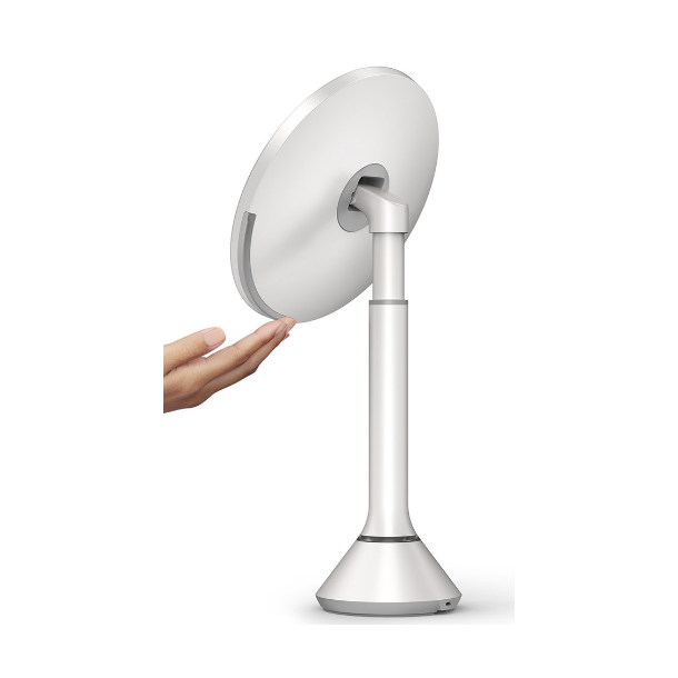 Simplehuman Sensor Spejl Med Touch-Control Lysstyrke 5X Forstrrelse 20 Cm Genopladeligt, Hvidt Rustfrit Stl