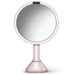 Simplehuman Sensor Spejl Med Touch-Control Lysstyrke 5X Forstrrelse 20 Cm Genopladeligt, Lyserdt Rustfrit Stl