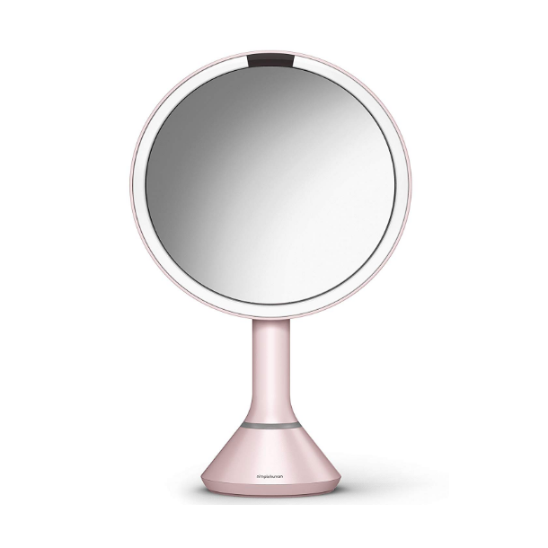 Simplehuman Sensor Spejl Med Touch-Control Lysstyrke 5X Forstrrelse 20 Cm Genopladeligt, Lyserdt Rustfrit Stl