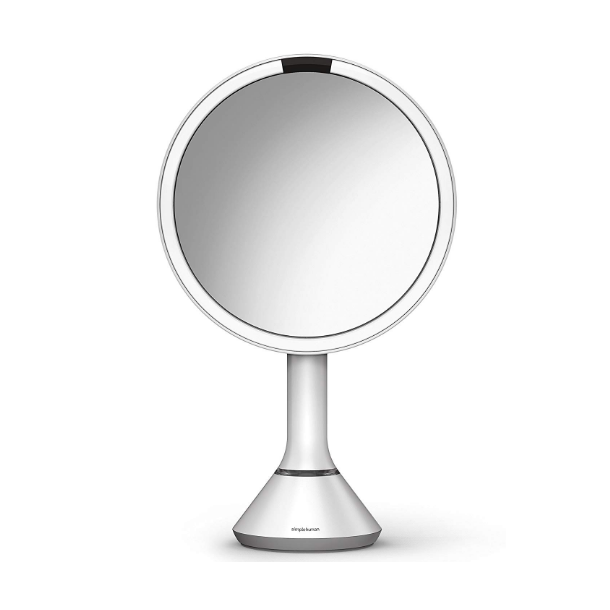 Simplehuman Sensor Spejl Med Touch-Control Lysstyrke 5X Forstrrelse 20 Cm Genopladeligt, Hvidt Rustfrit Stl
