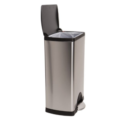 Simplehuman Rektangulr Pedalspand 38L, Enkelt Rum, Brstet Stl Med Sort Plastik Lg