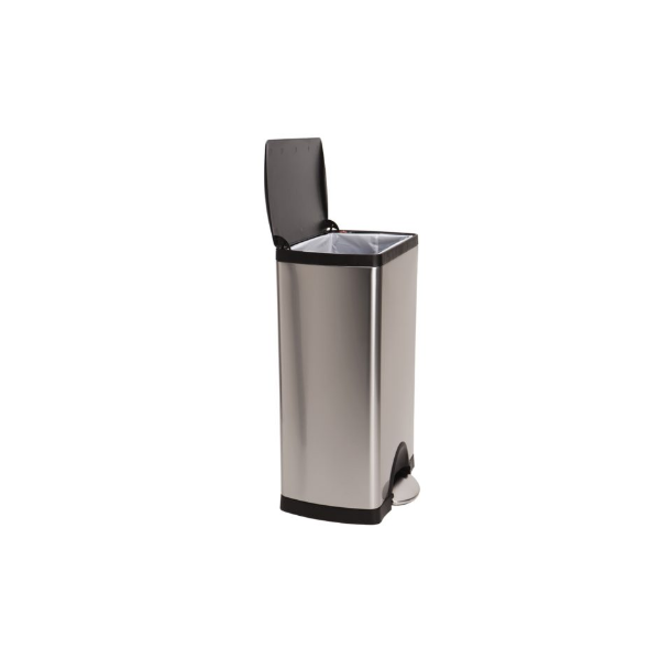 Simplehuman rektangulr pedalhink 38L, enkelrum, borstat stl med svart plastlock