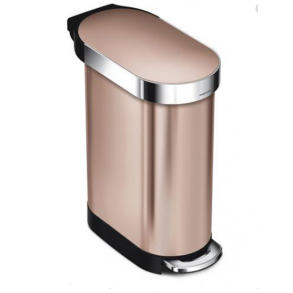 Simplehuman Slank Pedalspand 45L, Enkelt Rum, Rosaguld Rustfrit Stl