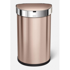 Simplehuman Halvrund Sensor Affaldsspand 45L, Enkelt Rum, Rosaguld Rustfrit Stål