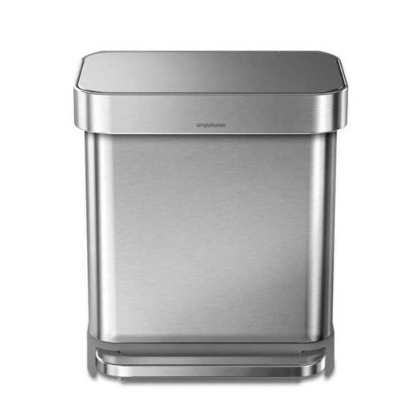 Simplehuman Rektangulr Pedalspand 30L, Enkelt Rum, Brstet Rustfrit Stl