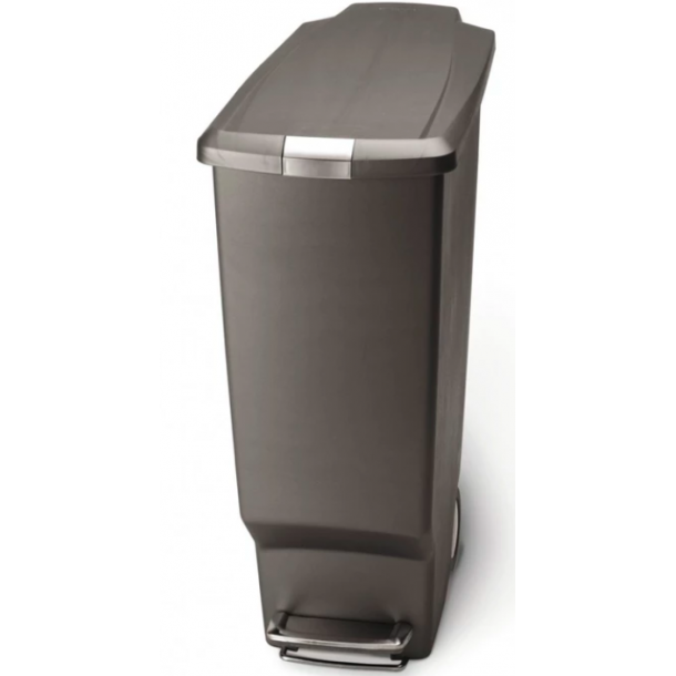 Simplehuman Slank Pedalspand 40L, Enkelt Rum, Gr Plast