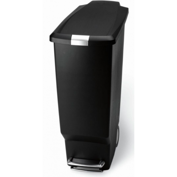 Simplehuman Slank Pedalspand 40L, Enkelt Rum, Sort Plast