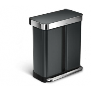 Simplehuman Rektangulr Pedalspand 58L (34/24), Dobbelt Rum, Sort Rustfrit Stl