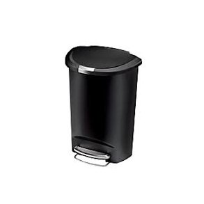 Simplehuman Halvrund Pedalspand 50L, Enkelt Rum, Sort Plast