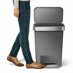 Simplehuman Rektangulr Pedalspand 45L, Enkelt Rum, Gr Plast