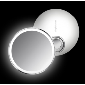 Simplehuman Sensorspejl Kompakt 3X Forstrrelse, Taske Inkluderet 10 Cm Genopladeligt, Hvidt Rustfrit Stl