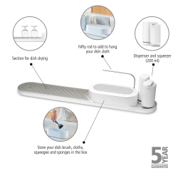 Brabantia SinkStyle Organiser S�t - Bakke, S�bepumpe og s�bedispenser - Mineral Fresh White