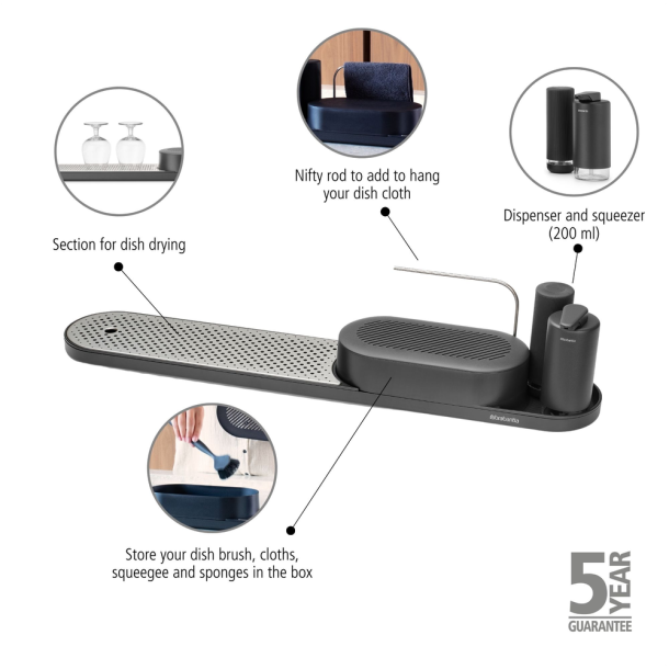 Brabantia SinkStyle Organiser St - Bakke, Sbepumpe og sbedispenser - Mineral Infinite