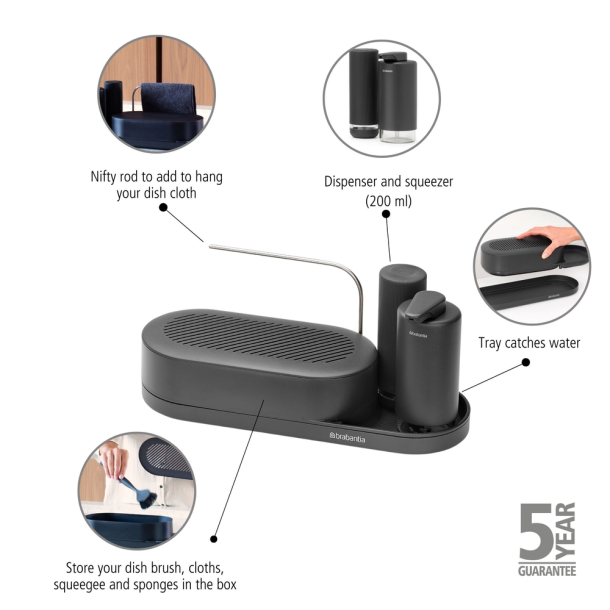 Brabantia SinkStyle Organiser St of 3 - Organiser, Sbepumpe og sbedispenser - Mineral Infinite Gr