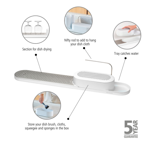 Brabantia SinkStyle Organiser og bakke - Mineral Fresh White