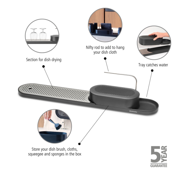 Brabantia SinkStyle Organiser og Bakke - Mineral Infinite Grey