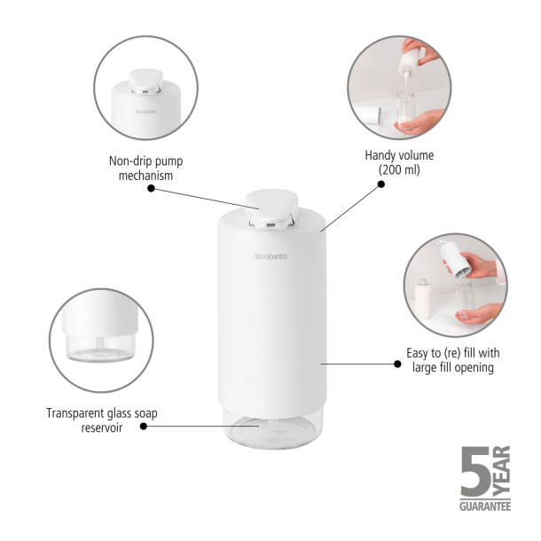  Brabantia SinkStyle Sbepumpe, 200 ml  - Mineral Fresh White