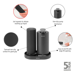 Brabantia SinkStyle Sbedispenser st, 2x200 ml&nbsp; - Mineral Infinite Grey