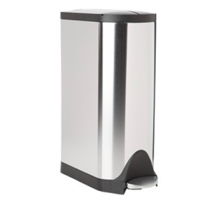 Simplehuman Sommerfuglpedalspand 30L, Enkelt Rum, Brstet Stl Med Sort Plastik Lg