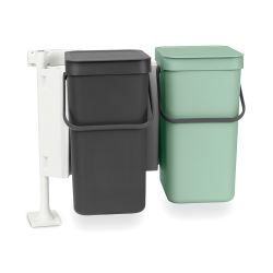 Brabantia Indbygningsmodul sorteringskoncept 2 x 12 ltr.  - Dark Grey  &amp; Jade Green