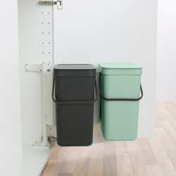 Brabantia Indbygningsmodul sorteringskoncept 2 x 12 ltr.  - Dark Grey  &amp; Jade Green